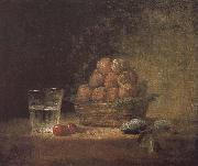 Jean Baptiste Simeon Chardin Lee s basket with two glass cups cherry stone oil on canvas